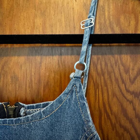 Vintage California Bebe Blond‎ Girl’s Denim Dress 12 Kids Jean Ruffle 80s Kids - Picture 6 of 7